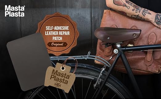 MastaPlasta Original Self-Adhesive Leather Patches for Furniture Repair - Mid-Brown 11" x 8" (28 x 20 cm). Upholstery-Quality Patch for Leather Chair, Leather Patch for Car Seat Repair