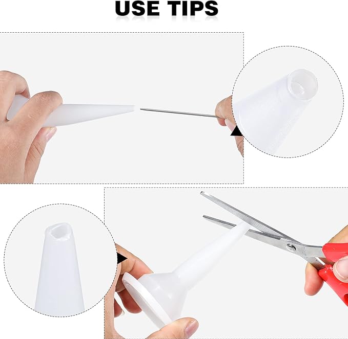 Outus 20 Pcs Caulking Nozzles Cones Nozzles Caulking Tips Replacement for Sausage Applicator Tool (White)