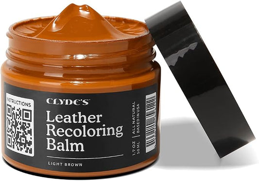Clyde's™ Leather Company Leather Recoloring Balm – Color Restore & Scratch Repair Kit for Faded Leather Furniture, Car Seats, Sofa & Vinyl | 23 Colors | Non-Toxic Dye