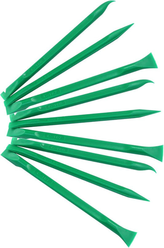Plastic Scraper Tool 9 Pieces Non-Scratch Cleaning Kit for Tight Spaces, Remove Stickers Labels Oil Stains Food Dirt(Green)