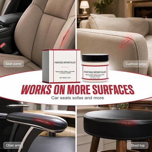 2026 NEW Leather Filler for Filling or Repairing Holes | Scratches Flexible Paste Restorer Multipurpose Refinish for Car Seats Vinyl Sofa Shoes Chair, Tears, Cracks, Scratches
