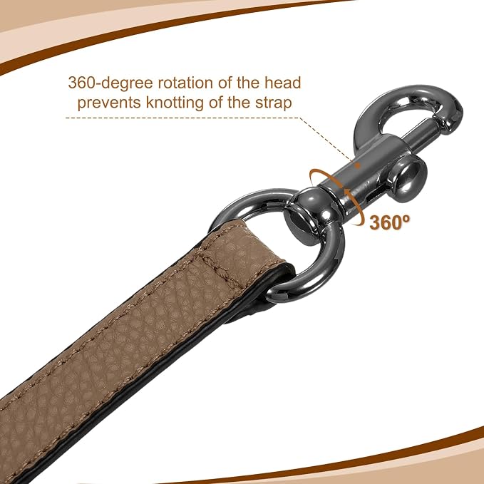 uxcell 14.17 Inch PU Leather Short Bag Strap with Clasp, Purse Handles Handbags Replacement Straps for Clutch Bag Underarm Bags, Dark Khaki, Grey Buckle