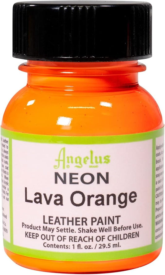 Angelus Neon Leather Paint, 1 oz., Lava Orange