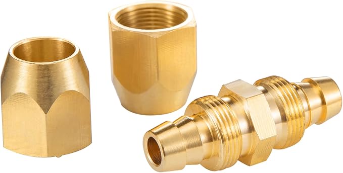 2PCS Soild Brass Air Reusable Hose Splicer For 1/4-Inch ID Hose,1/4" Air Hose Repair Fitting