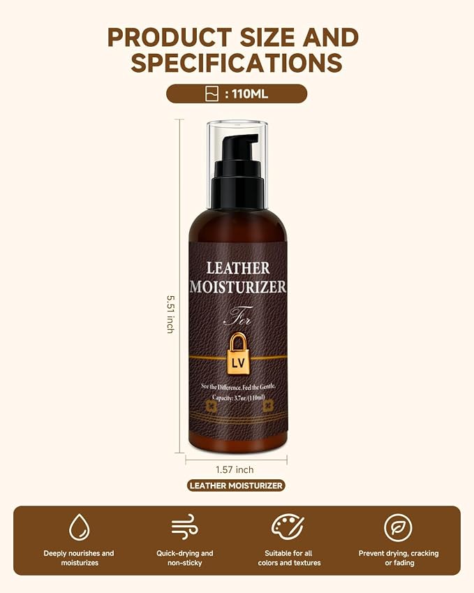 Leather Moisturizer Conditioner Kit for Louis Vuitton, Hydrating Care | Deeply Nourishes and Moisturizes, Prevents Cracking, Restores Shine, Extends Lifespan of Bags, Suitable for LV Leather