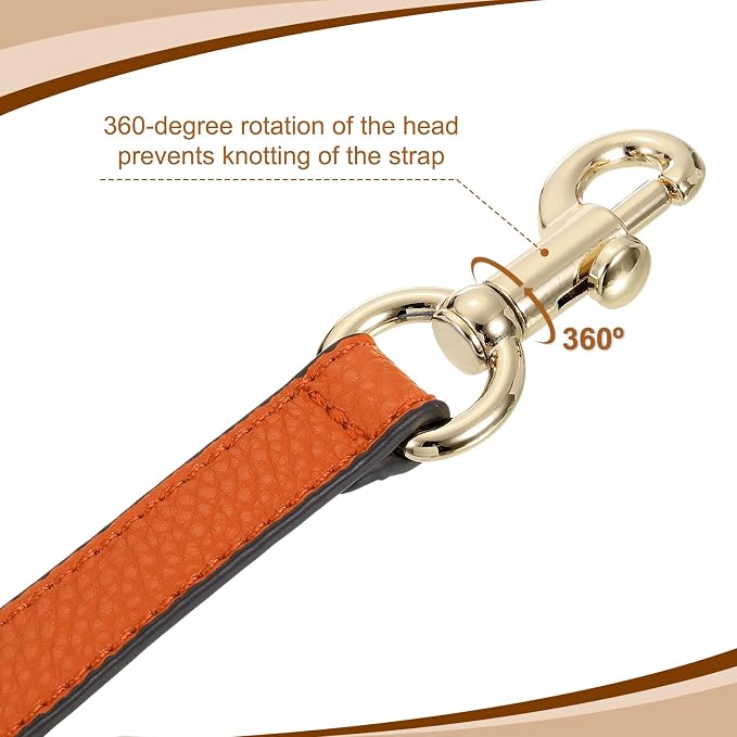 uxcell 19.29 Inch PU Leather Short Bag Strap with Clasp, Purse Handles Handbags Replacement Straps for Clutch Bag Underarm Bags, Orange, Gold Buckle