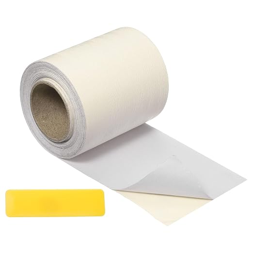 uxcell Wood Tape, 2 Inch x 16ft Self-Adhesive Wood Grain Repair Tape Patch with Plastic Scraper for Baseboards, Doors, Windows, Floor Repair and Furniture Renovation, Beige
