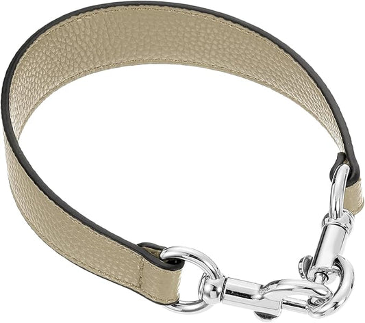 uxcell 14.17 Inch PU Leather Short Bag Strap with Clasp, Purse Handles Handbags Replacement Straps for Clutch Bag Underarm Bags, Khaki, Silver Buckle