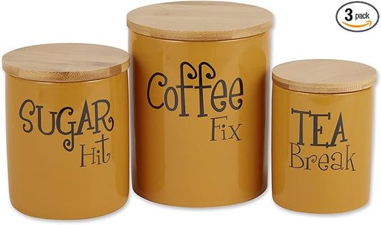 DII Kitchen Accessories Retro Collection, Ceramics, Canister Set, Honey, 3 Piece