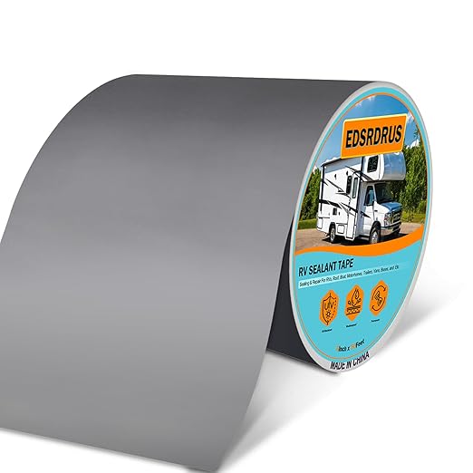 EDSRDRUS RV Roof Tape, Heavy-Duty Adhesive Butyl Seal Tape Waterproof UV-Resistant for RV Repair, RV Sealant Tape for Boat, Camper Roof Leaks (Grey, 6inch*50ft)