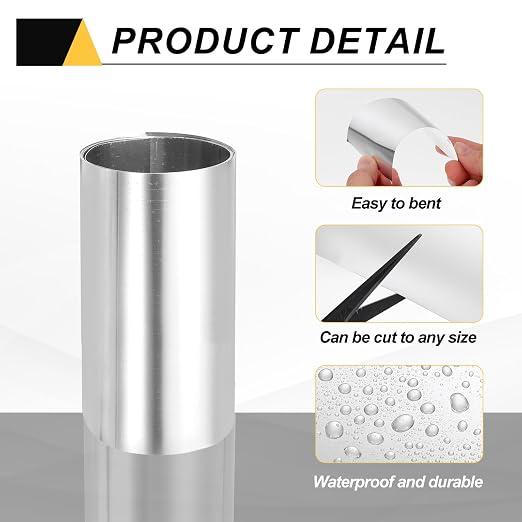 uxcell Aluminum Flashing Roll, 6in x 3.3ft Metal Roof Panels 0.15mm Waterproof Aluminum Sheet Roll for House Repair, Roof Flashing, Sealing Windows Doors, DIY Projects