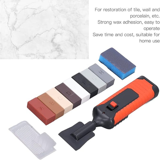 Tile Repair Kit, Ceramic Repair Kit with Electric Heating Pen Wax Block Set Crack Gaps Repairing Tools for Stone Porcelain