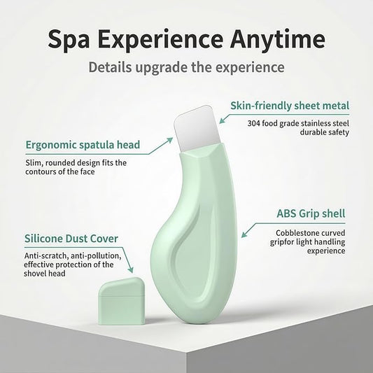 Sookga Blackhead Remover Tool, Stainless Steel Face Scraper for Deep Cleansing, Skin Scrubber Face Spatula with Silicone Cover, Nose Blackhead Remover, Skin Care Tool for Men and Women (Green)
