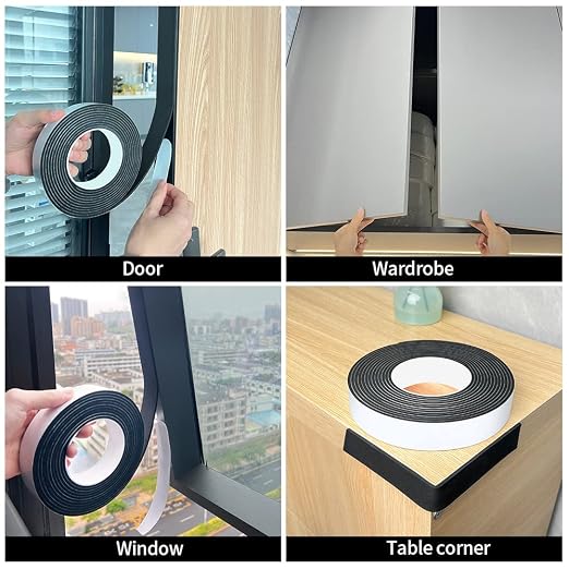 EVA Single-Sided Adhesive Black Foam Tape, 1.18inx16.4FT Single-Sided Sealing Strip Foam Pad Sponge Tape Window Weatherproof, Self-Adhesive Insulation Sealing Tape (Black)