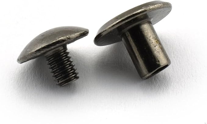 LQ Industrial 120 Sets Chicago Screw M4X6mm Round Slotted Head Carbon Steel Binding Screws Rivet Book Binding DIY Leather Craft Assembly Bolt 1/4" Black