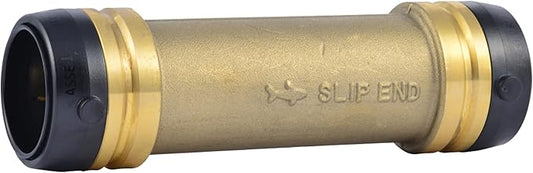 SharkBite 1-1/4 x 1-1/4 in Slip Coupling, Push-to-Connect Brass Plumbing Fitting, UXL0635
