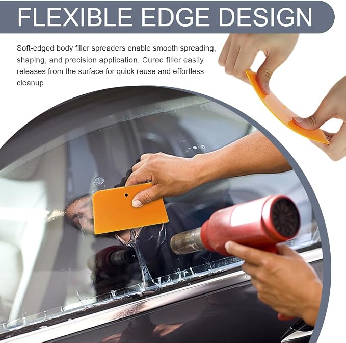 1 Set Body Filler Spreaders, Auto Plastic Putties Spreader Tool Includes Large, Medium and Small, Reusable Auto Film Application Tool for Body Fillers, Putties, Glazes, Caulks and Paint (3PCS)