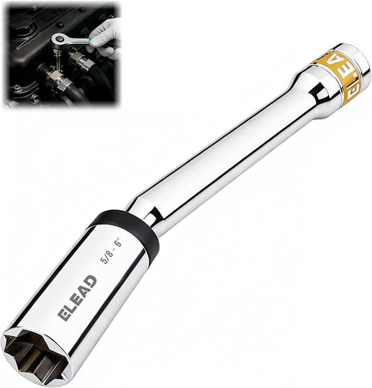 ELEAD 5/8" Swivel Magnetic Spark Plug Socket, 3/8" Drive x 6" Total Length, Thin Wall Spark Plug Removal Tool, 360 Degree Swivel, Enhanced Magnetic, 6-Point Design, Cr-V Steel