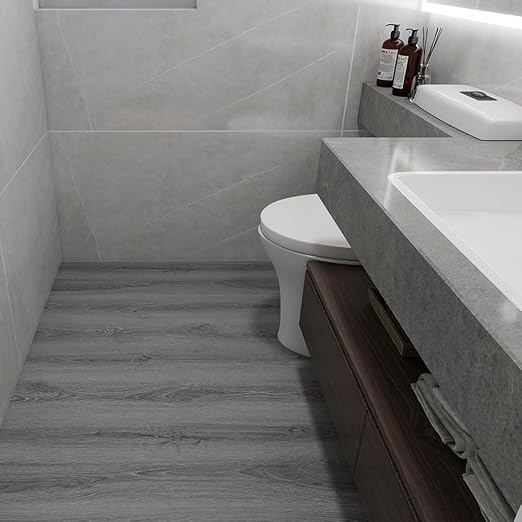Wood Grain Peel and Stick Floor Tiles – 11.8” Width, Full Roll Length of 118" – Versatile Design for Any Space, Ashline Rustic Self Adhesive Vinyl Flooring, Waterproof and Non-Slip Features