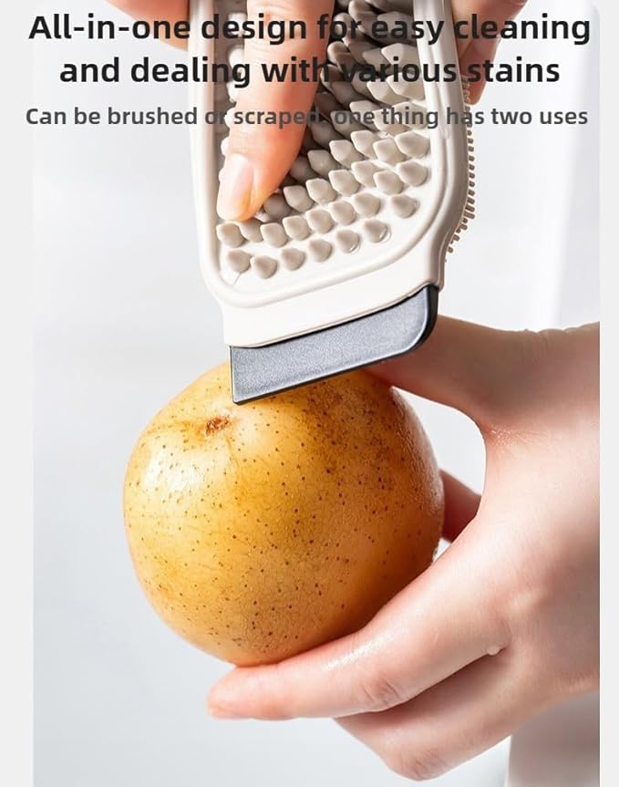 3-in-1 Silicone Dish Sponge-Food-Grade BPA-Free Cleaning Brush with Dual-Sided Comb&Scraper,Hanging Hole for Easy Storage,Fast-Dry Reusable Kitchen Gadget for Dishes/Fruits/Vegetables (Red 1PCS)