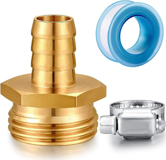Solid Brass Garden Hose Repair kit Connector with Clamps 1/2" Barb x 3/4" Male,Fit for Garden Hose Fitting,Male and Female Hose Fittings