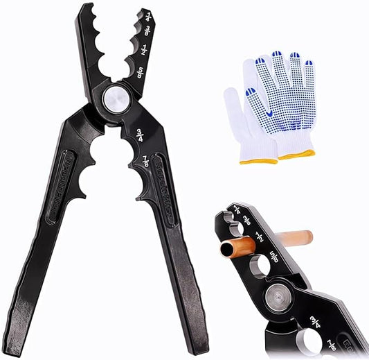 Copper Tube Rounder, Flat Tube Repairer Pliers, Manual Copper Tubing Repair Tool with 6 Hole - for 1/4", 3/8", 1/2", 5/8", 3/4" 7/8" Aluminum Pipe