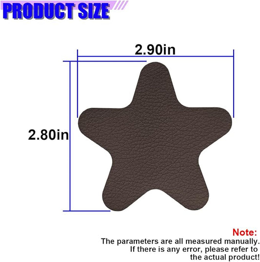 4PCS Stars-Shaped Car PVC Leather Repair Patch Tape, Self-Adhesive Car Seat Tear Repair Kit, Wear-Resistant Auto Interior Decoration Sticker Accessories for Furniture, Upholstery (Coffee)