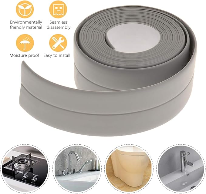 Caulk Strip Tape, Waterproof Dustproof PVC Self Adhesive Caulking Sealing Tape for Kitchen Sink Toilet Bathroom Shower Bathtub Wall(0.86" x6.56',Brown)