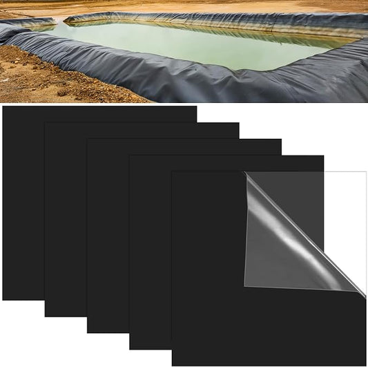 5 Pcs 8 x 8 Inches Pond Liner Repair Patch Self-Adhesive EPDM Liner Repair Patch Kit Thickened EPDM Pond Liner Seam for Garden Pond Patch Cover Liner Repair