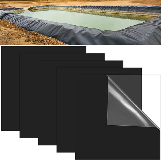 5 Pcs 10 x 10 Inches Pond Liner Repair Patch Self-Adhesive EPDM Liner Repair Patch Kit Thickened EPDM Pond Liner Seam for Garden Pond Patch Cover Liner Repair