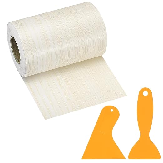 PATIKIL Wood Grain Repair Tape, 3" x 33' Self Adhesive Realistic Wood Tape with Scraper Durable Repair Patch for Furniture Floor Window Door Table DIY Home Decor, Poplar