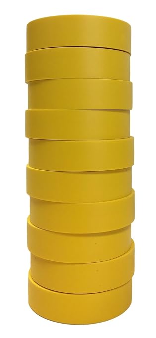 TradeGear Yellow 10 Pack - UL Listed Colored Electrical Tape, 60 ft x 3/4 in, 600V, Flame Retardant, Waterproof, Rubber Adhesive - Phase Marking, Wire ID, Automotive