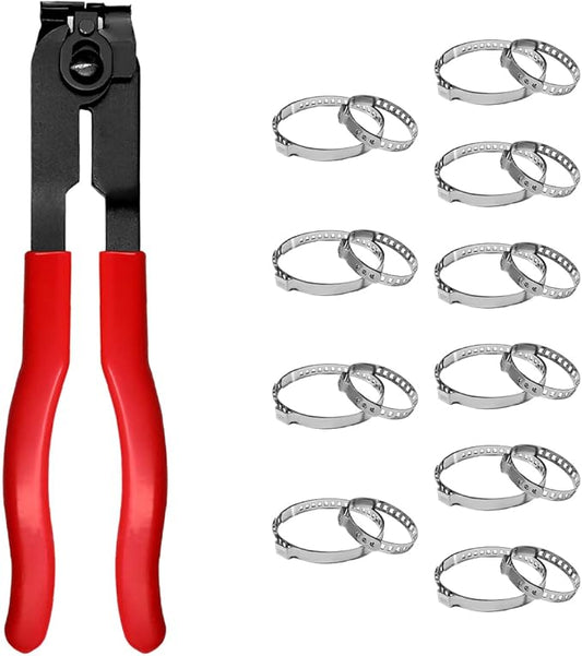 CV Boot Clamp Pliers with 20PCS Crimp Bands, Ear-Type Extension CV Axle Boot Banding Tool Kit, Single Ear Hose Clamps Pliers Universal Car Repair Tool