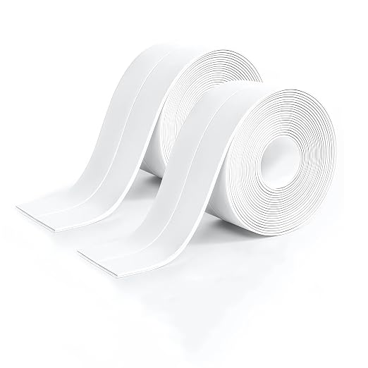 Caulk Tape, 10.5FT Peel and Stick Waterproof Seal Tape - No Tools No Mess Self-Adhesive Waterproof Tape for Toilet Bathtub Sink Tub Kitchen Countertop, Flexible PVC Strip Filler Caulking Tape