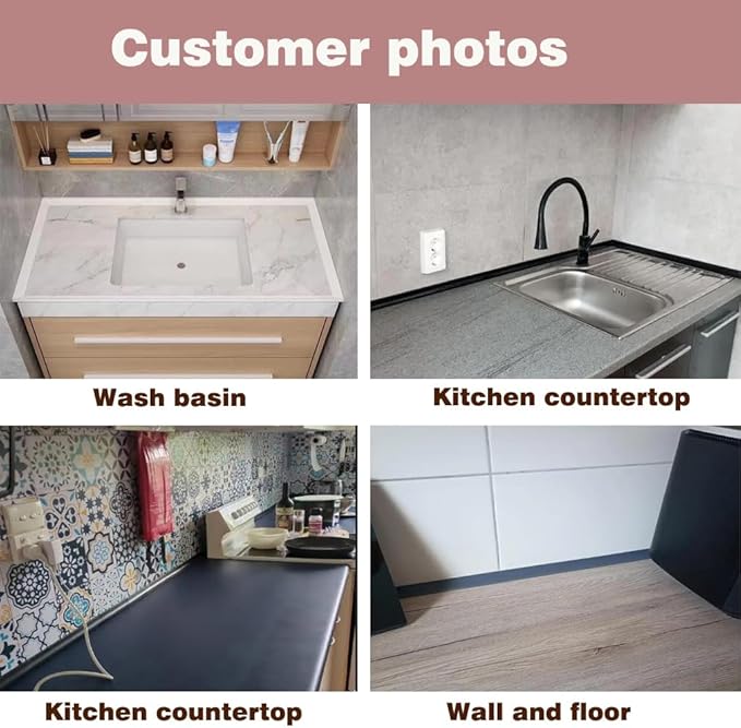 Water Dam Silicone Waterproof Barrier Bathroom and Kitchen Water Strip Coving Edging Strip（Black-3.3m）