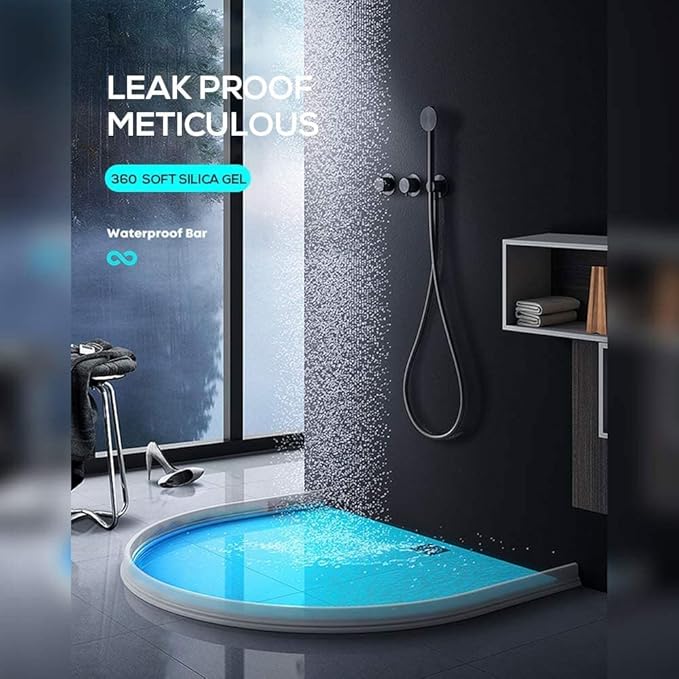 Hi-Na 3ft/5ft/6ft/8ft10ft Collapsible Shower Threshold Water Dam Water Barrier for Shower and Water Stopper Keeps Water Inside Water Threshold for Wet and Dry Separation (5ft, Clear)