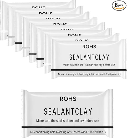 8-Pack New Type White Waterproof Sealant Mastic, 2025 Upgrade Repair Sealing Clay, Plumbers Putty for Wall Holes AC Gaps Drain Pipe Sealing, Indoor Outdoor Waterproof Repair, Wall Hole