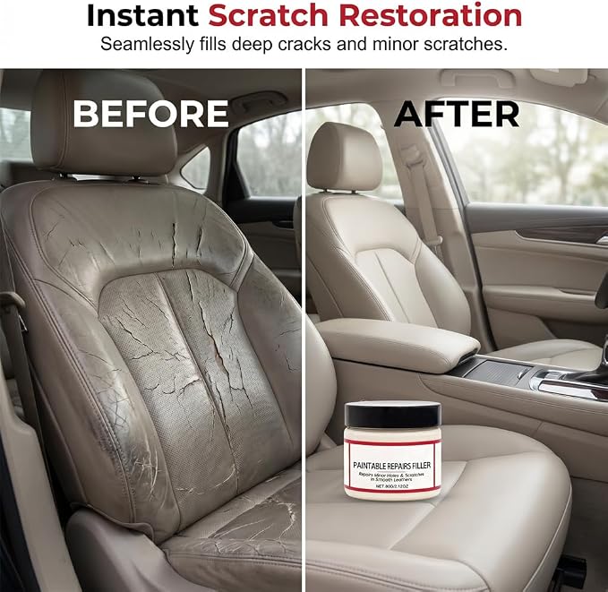 LECDOA Leather Filler, Flexible Fast Drying Leather Repair Compound, Paintable Waterproof Leather Repair Paste, Fixes Holes Tears Cracks Scratches for Car Seats Furniture Shoes (2pcs)