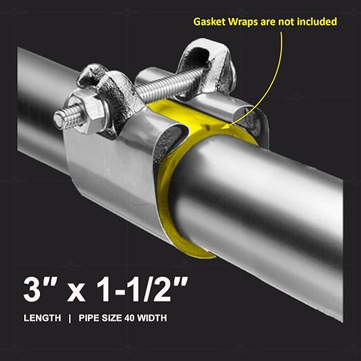 Highcraft Pipe Repair Clamp 1-1/2'', IPS Single Bolt, 3” Long, Stainless Steel