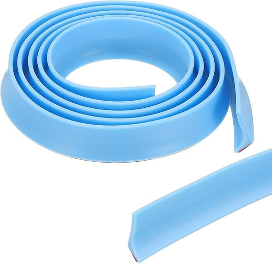 PATIKIL 79 Inch Collapsible Shower Threshold Water Dam Guard, Shower Stopper Barrier Self Adhesive Sink Splash Guard for Frameless Shower Door Bottom, Blue (1.2"Wx0.6"T)