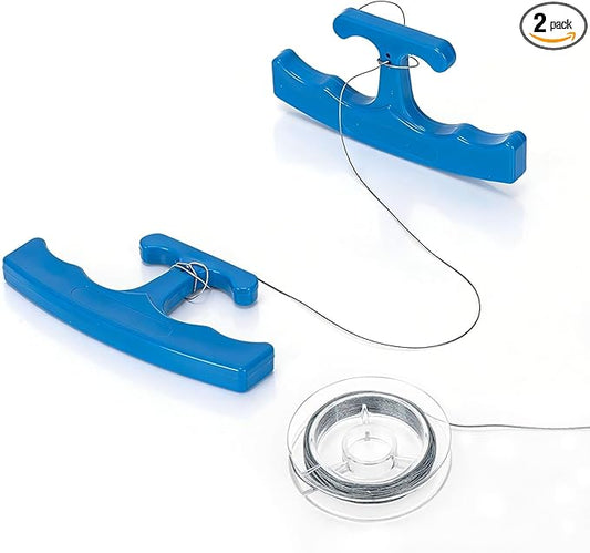 PSLER Blue Car Emblem Removal Tool, Plate Line Badge Remover - 1 Pair Kit with 5M High-Strength PE Cable for Vehicle Decal, Vinyl Wrap and Window Tint Installation
