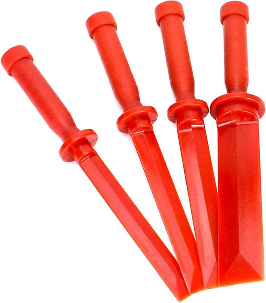 QWORK Plastic Chisel Scraper Set, 3/4", 7/8", 1", 1-1/2" Chemical Resistant Scraper Tool, No-marring Plastic Chisel Set for Removes Debris, Adhesives, Film, Paint
