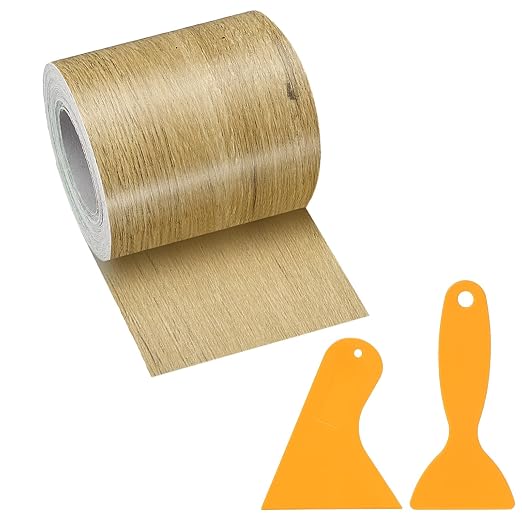 PATIKIL Wood Grain Repair Tape, 2" x 33' Self Adhesive Realistic Wood Tape with Scraper Durable Repair Patch for Furniture Floor Window Door Table DIY Home Decor, Wood Grain