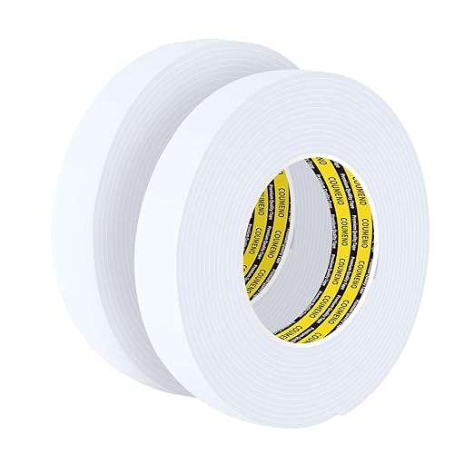 2 Pack Single-Sided Adhesive White Foam Tape, Single-Sided Sealing Strip Foam Pad Sponge Tape Window Weatherproof, Self-Adhesive Insulation Sealing Tape (White) 0.98inX16.4FT