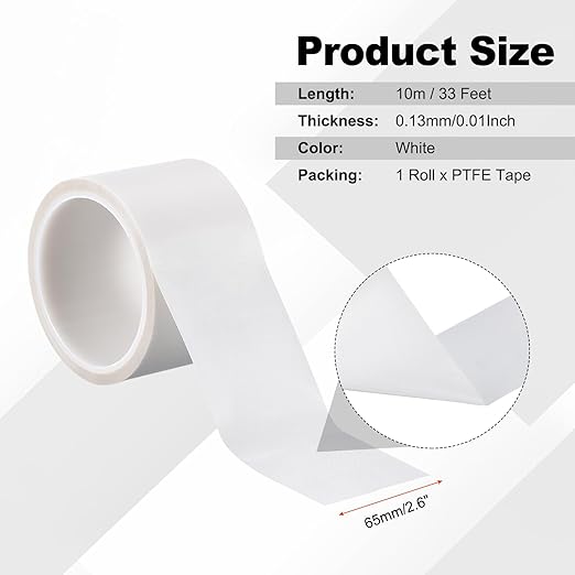 PATIKIL Heat Resistant Tape, 2.6 Inch x 33 Feet High Temperature Tape PTFE Adhesive High Heat Tape Waterproof for Vacuum Sealer Machine Insulation Protection, White, 0.13mm Thick