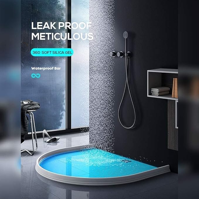 3ft/5ft/6ft/8ft/10ft Collapsible Shower Threshold Water Dam Water Barrier for Shower and Water Stopper Keeps Water Inside Water Threshold for Wet and Dry Separation (6ft, Clear)