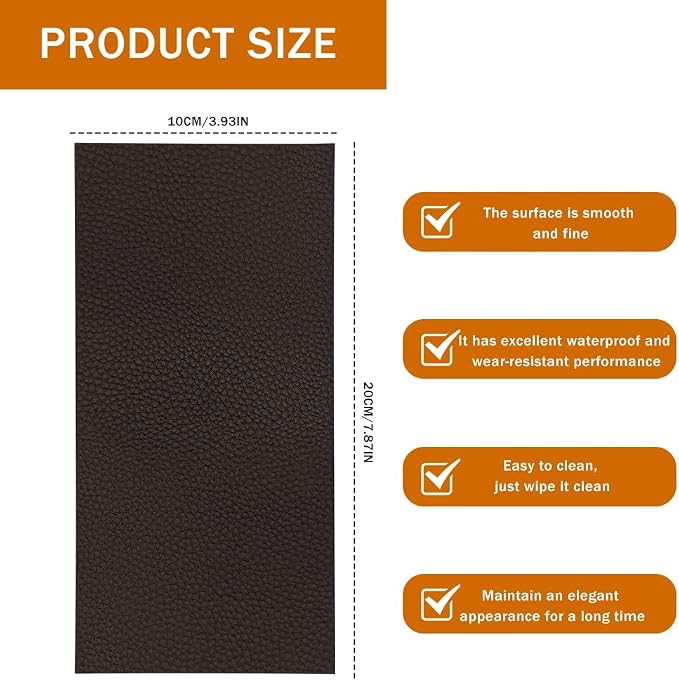 2PCS Vinyl and Leather Repair Kit, Leather Car Seat Repair Kit, 4 x 8 Inch Self Adhesive Waterproof Automotive Seat Patch, Car Fabric Sofa Vinyl Tape for Vehicles, Couches, Furniture (Brown)