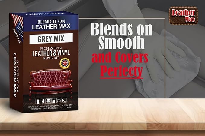 Blend It On Extra Large Leather Repair Kit, 6 Full Ounces for Furniture, Jacket, Sofa, Car Seat, Boots, Easy Instructions to Match Colors, Restore Any Material No Mixing Chart Needed (Grey Mix)
