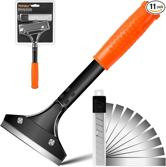 DIYSELF Razor Blade Scraper, Floor Scraper, Scraper Tool for Cleaning, Glass Scraper for Windows, Tile, Stove Top, Cooktop, Oven, Aquarium, Paint, Decal, Inspection Sticker, Gum, Glue Remover