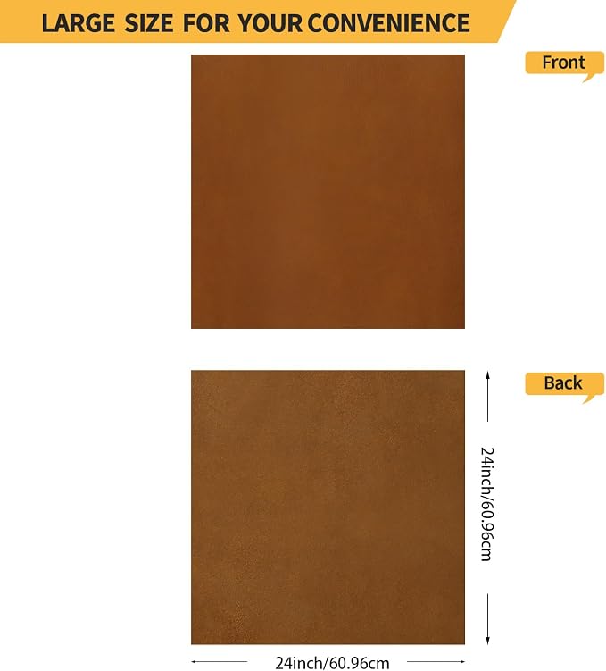 RingSun Genuine Leather Sheets for Crafts 24''X24'' Full Grain Leather Tooling Leather (2mm) Thick Cowhide Leather Pieces Square, Bourbon Brown